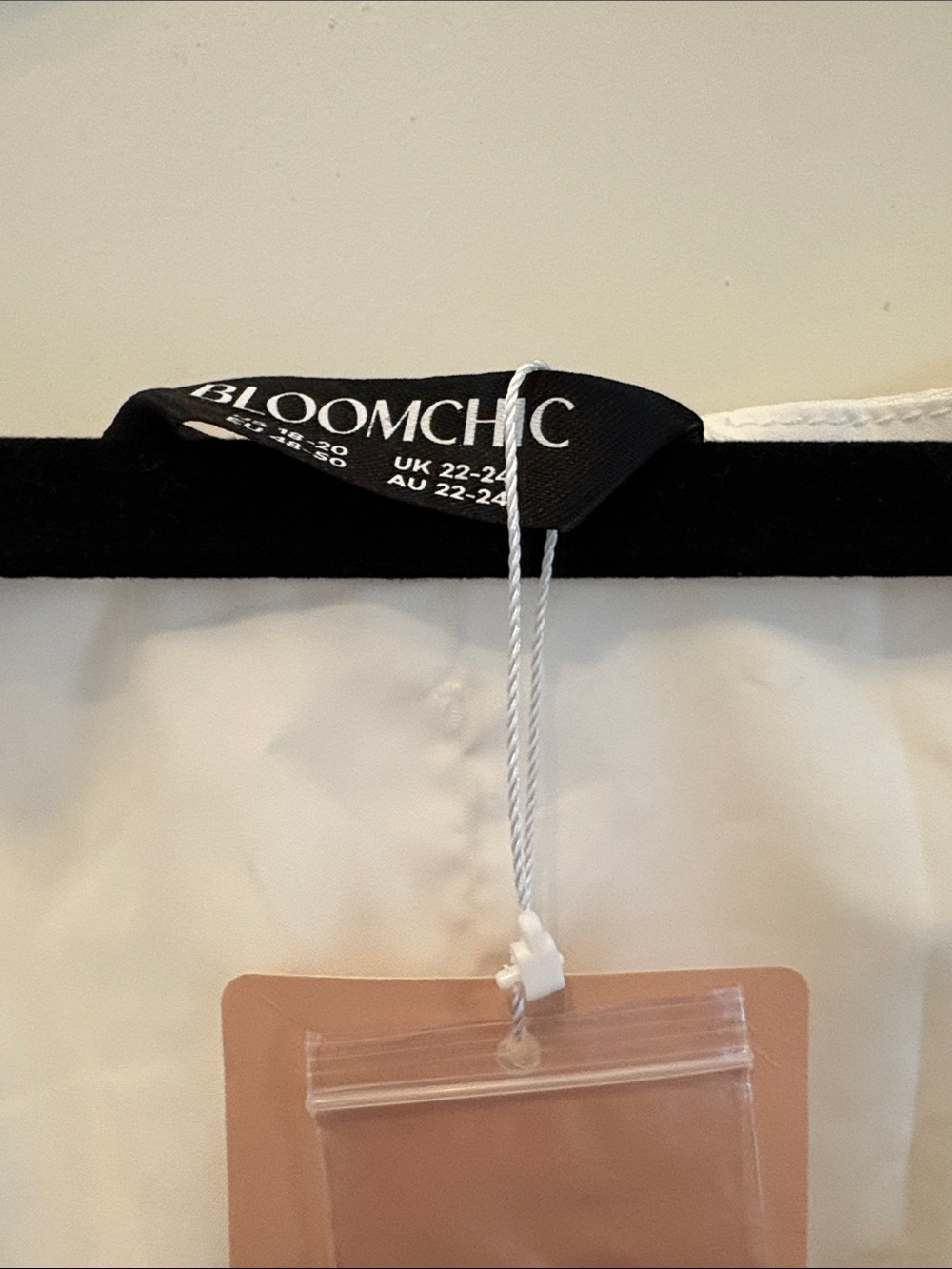 BloomChic White Eyelet Sleeve Button-Front Blouse with Black Embroidery - Picture 3 of 7